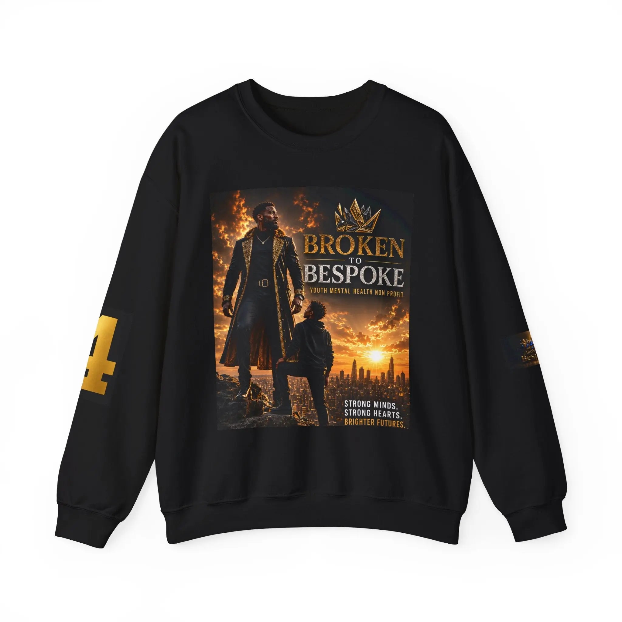 Broken to Bespoke Crewneck Sweatshirt — “Our Crown Has Already Been Bought” Inspirational Graphic Printify
