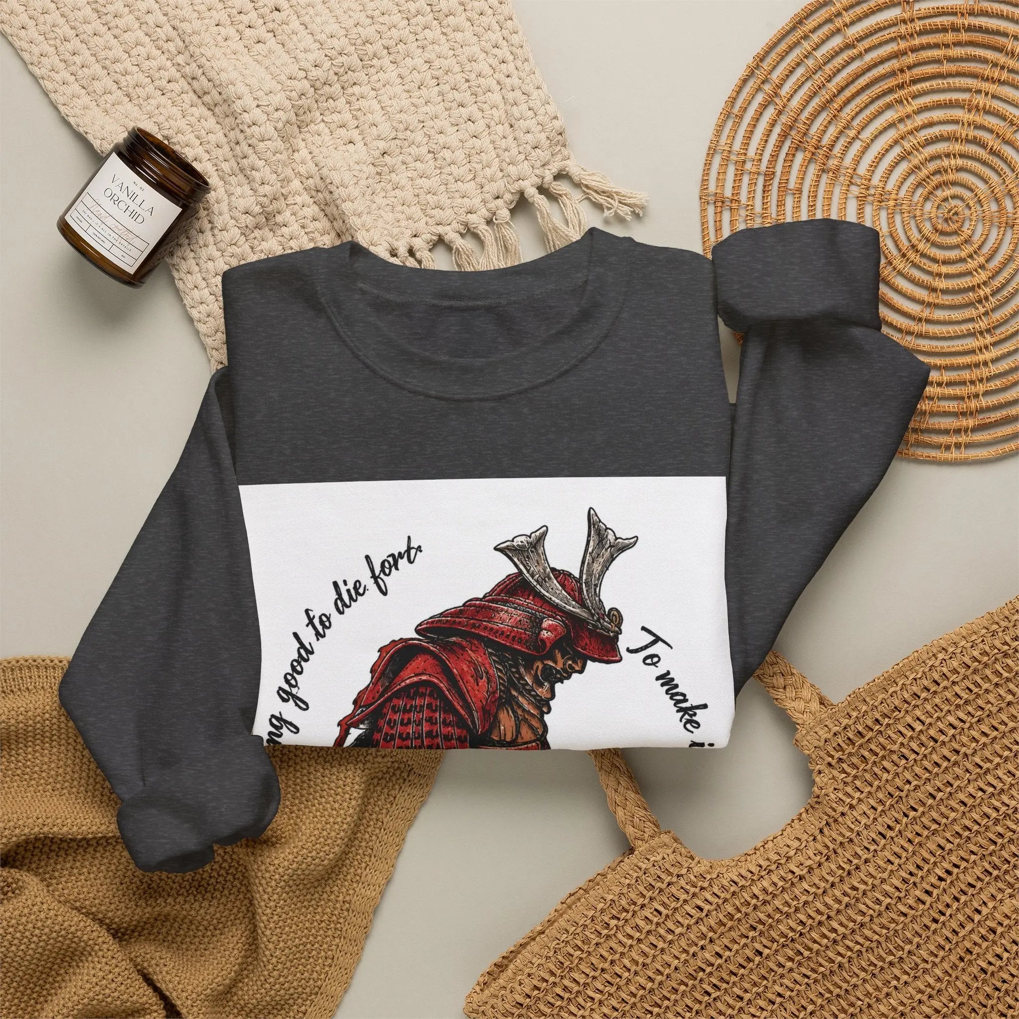 Samurai Armor Crewneck Sweatshirt — "To master the art of war" Graphic Printify
