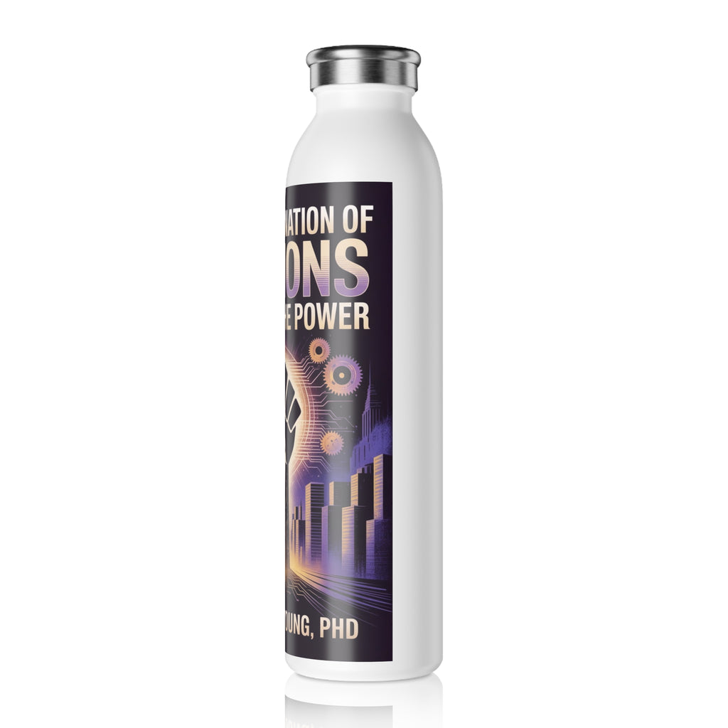 Slim Water Bottle — "It Takes a Nation: Millions to Fight the Power" Inspirational Fist Design