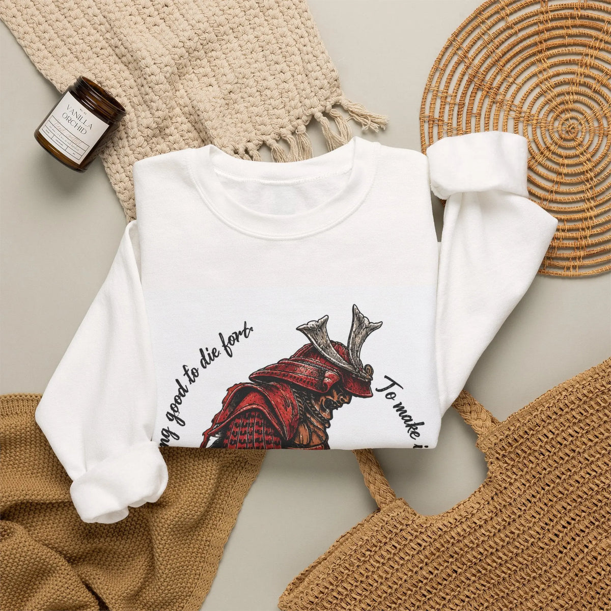 Samurai Armor Crewneck Sweatshirt — "To master the art of war" Graphic Printify