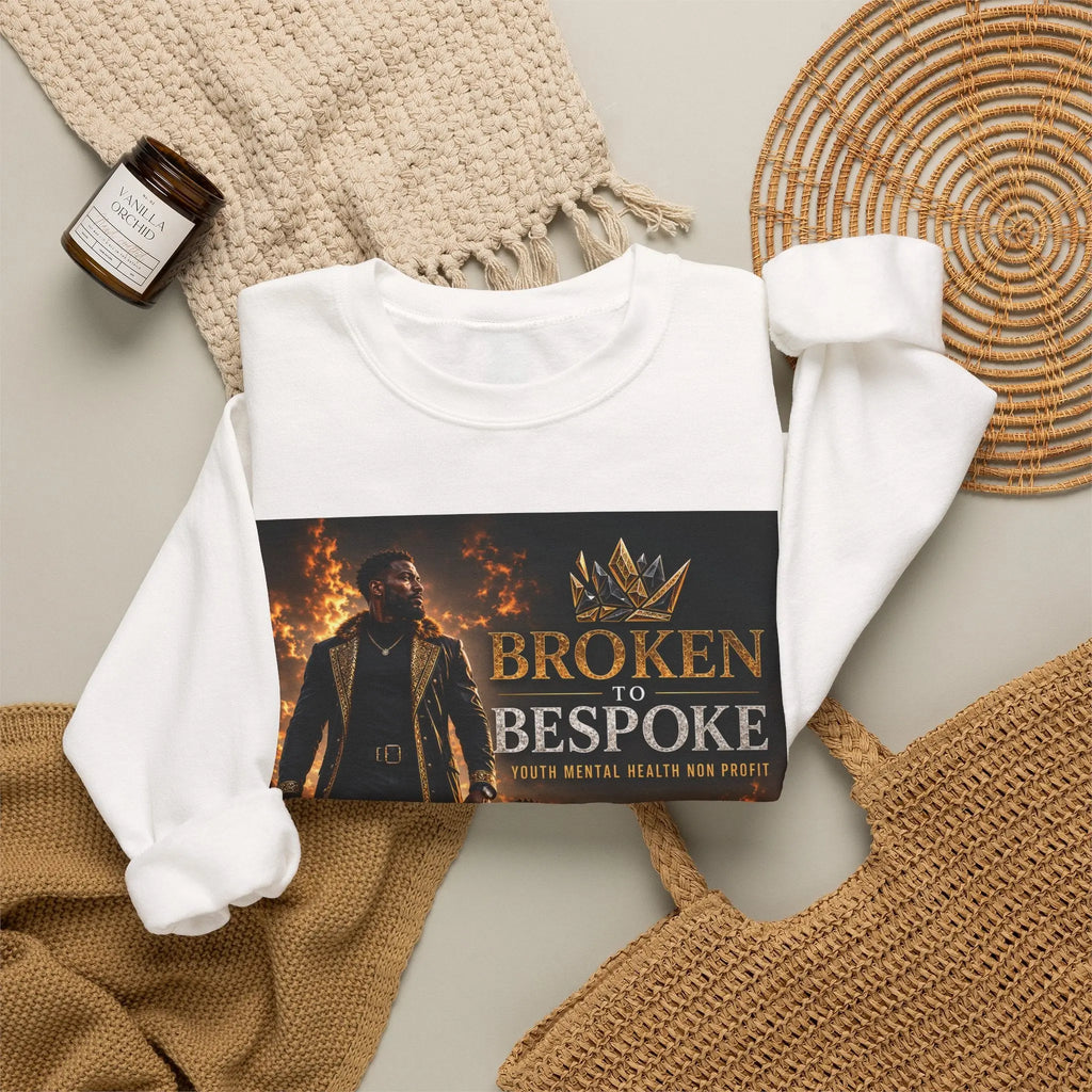Broken to Bespoke Crewneck Sweatshirt — “Our Crown Has Already Been Bought” Inspirational Graphic Printify