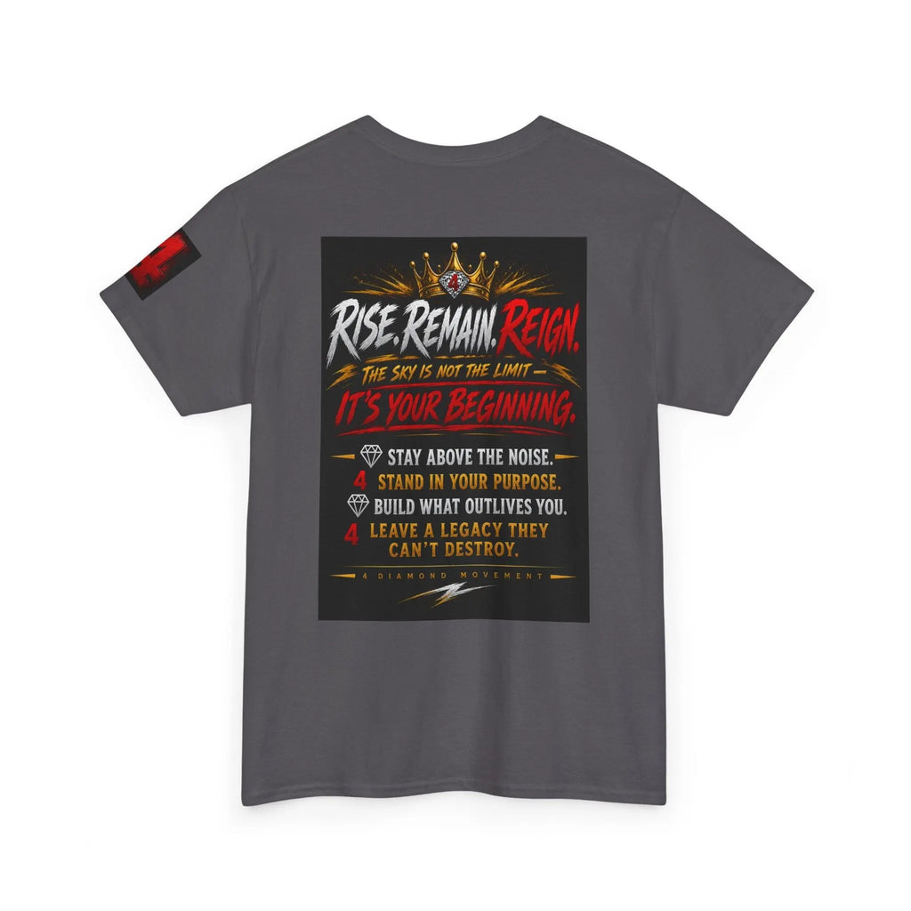 93 Million Miles Graphic Tee — "Rise, Remain, Reign" Motivational Cotton Shirt Printify