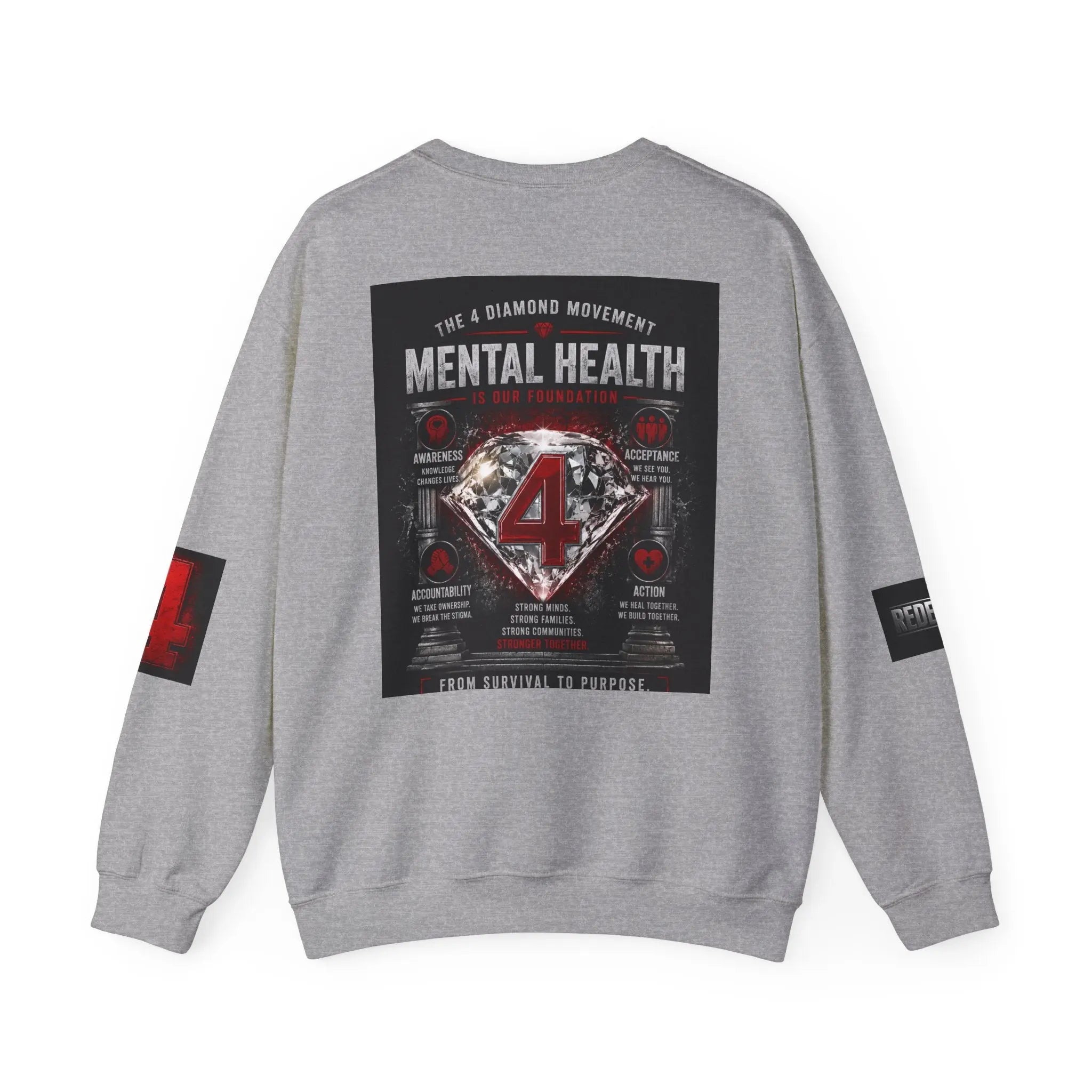 Crewneck Sweatshirt — Diamond 4 Mental Health Awareness Graphic Printify