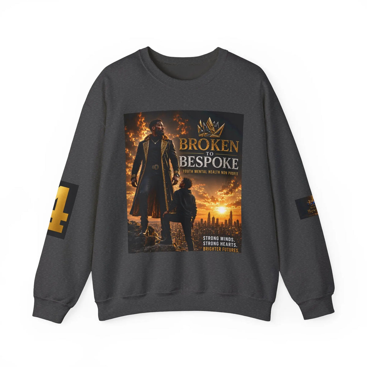 Broken to Bespoke Crewneck Sweatshirt — “Our Crown Has Already Been Bought” Inspirational Graphic Printify