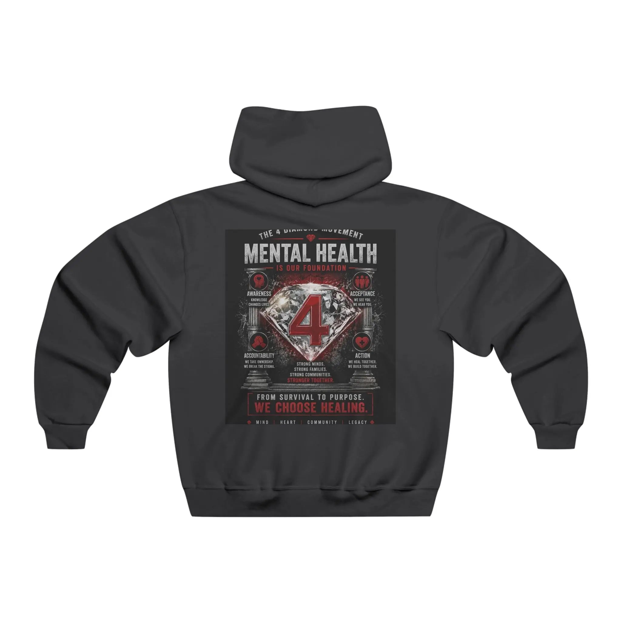 Mental Health DIAMOND 4 Hoodie — Support & Recovery Graphic Sweatshirt Printify