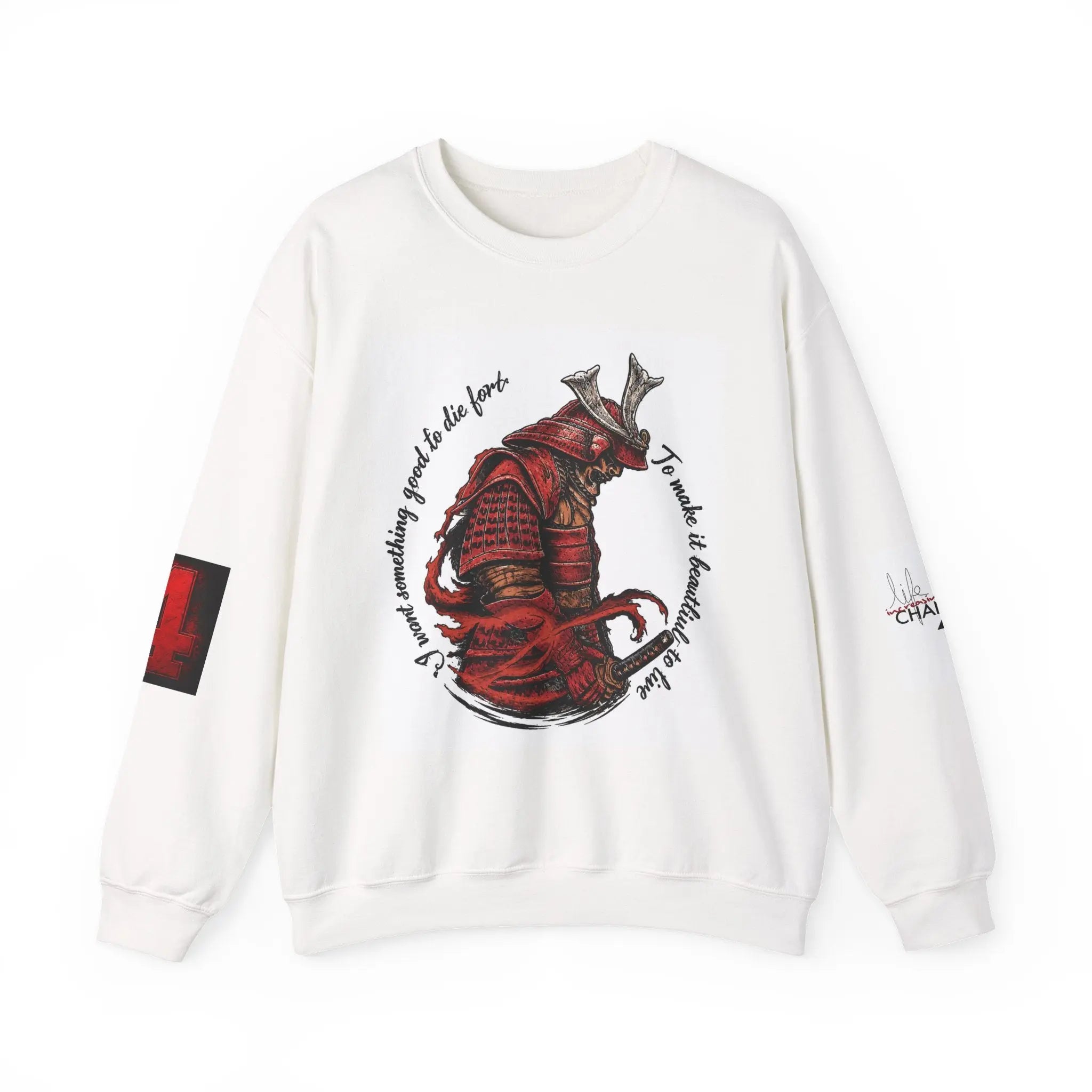 Samurai Armor Crewneck Sweatshirt — "To master the art of war" Graphic Printify