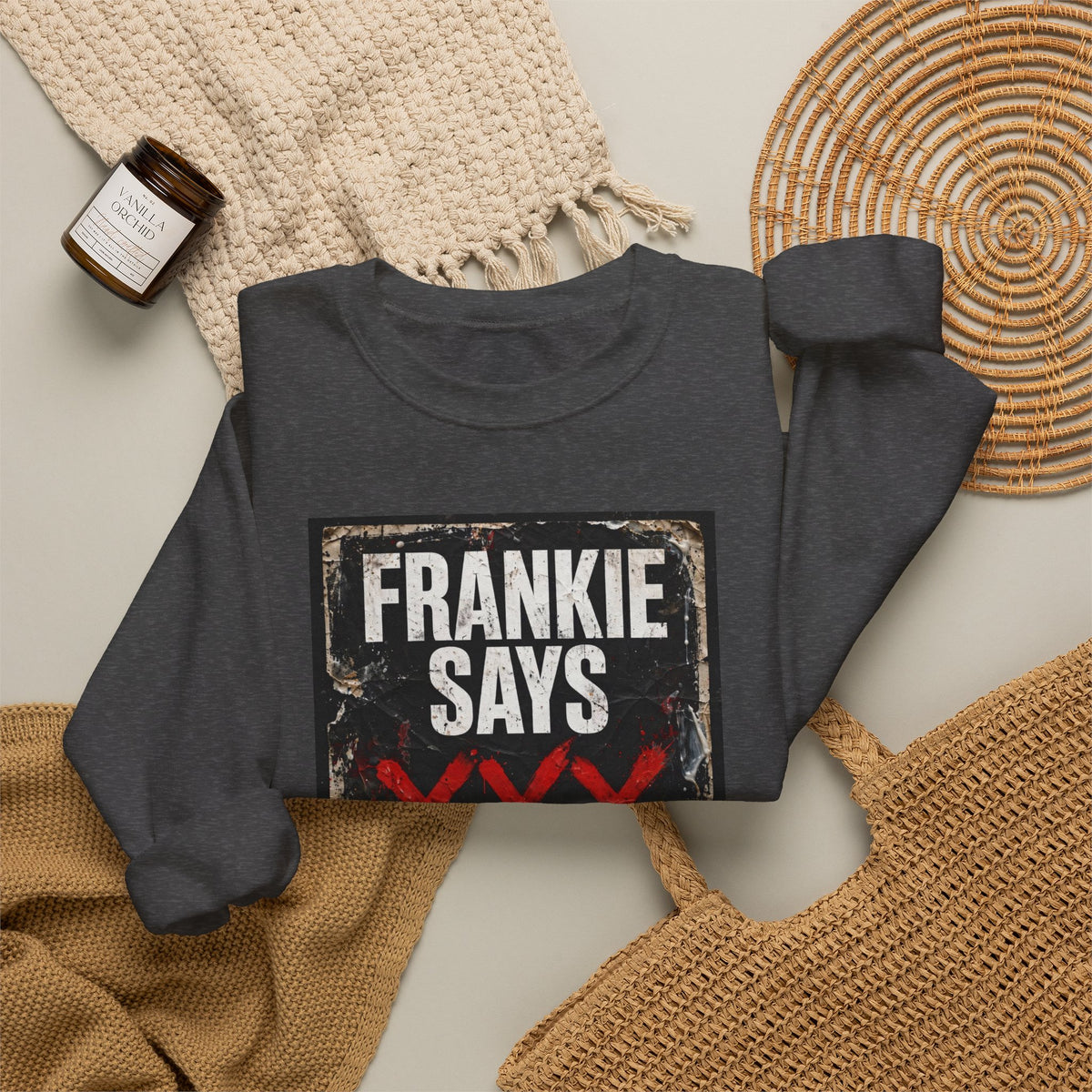 Frankie Says "XXX ICE" Distressed Graphic Crewneck Sweatshirt