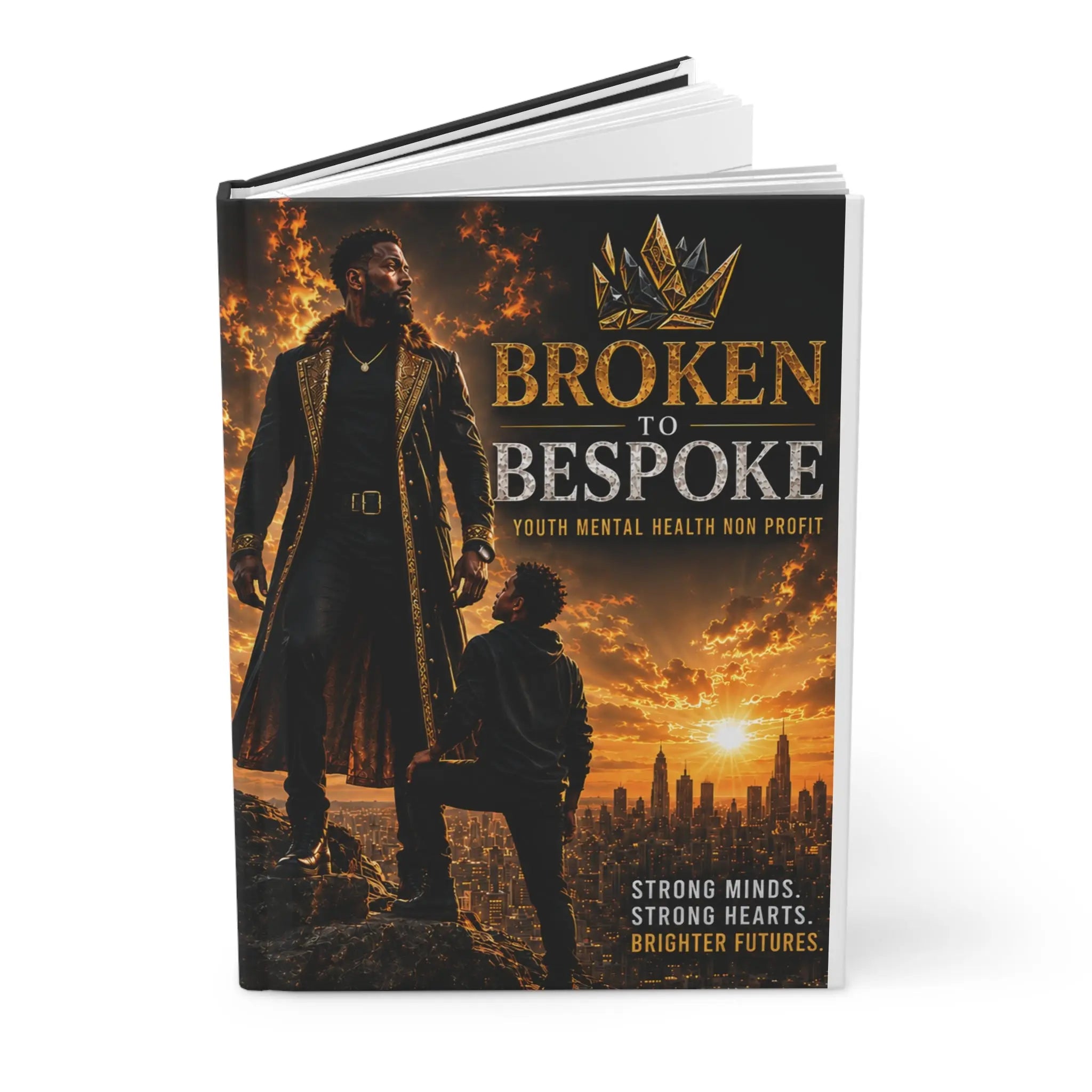 Hardcover Journal — "Broken to Bespoke" Inspirational Lined Home & Lifestyle (Mental Health Youth Empowerment) Printify