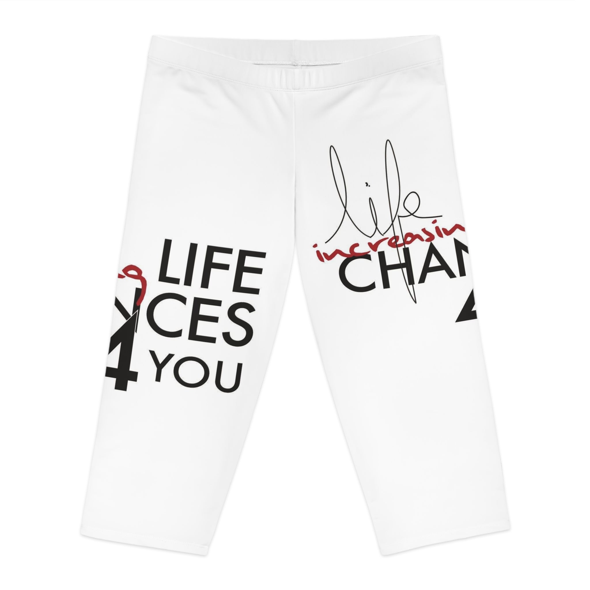 Life Changes Motivational Capri Leggings — Inspirational Quote Fitness Crop Pants
