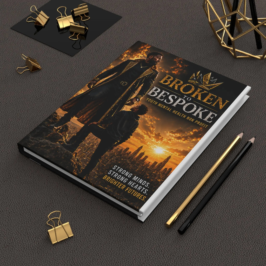 Hardcover Journal — "Broken to Bespoke" Inspirational Lined Home & Lifestyle (Mental Health Youth Empowerment) Printify