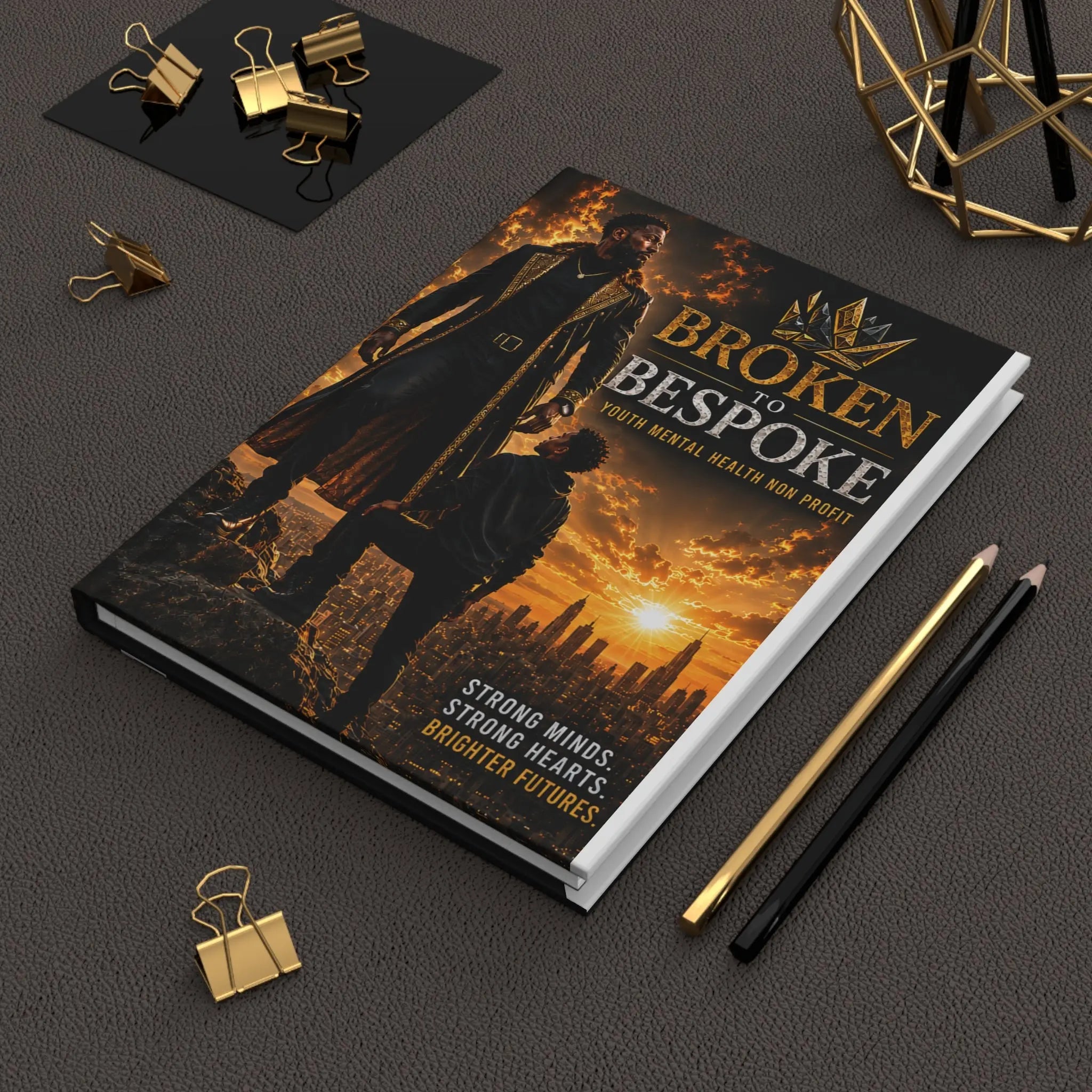 Hardcover Journal — "Broken to Bespoke" Inspirational Lined Home & Lifestyle (Mental Health Youth Empowerment) Printify