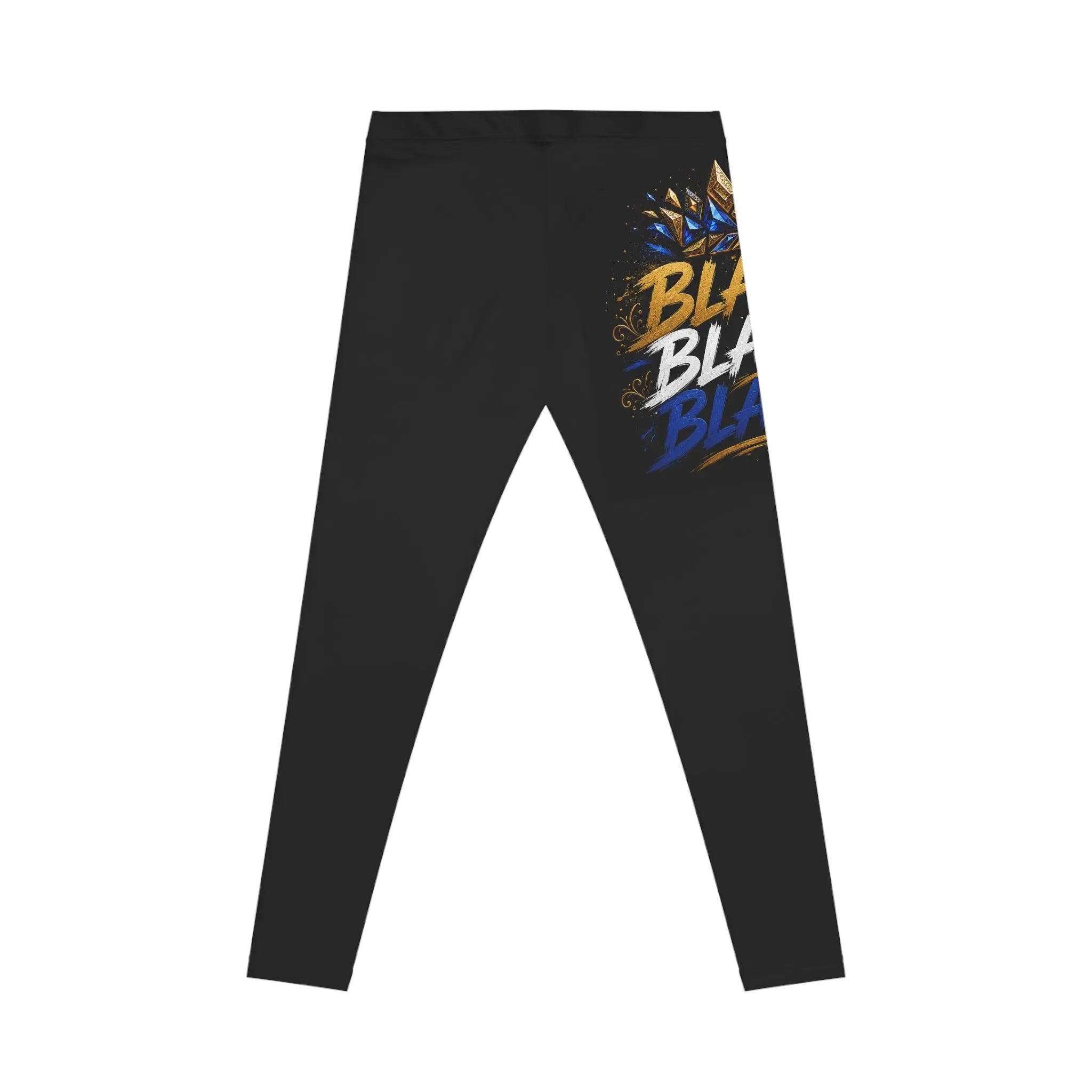 Black Blase' Logo Leggings — Bold Blue & Gold Athletic Print Printify