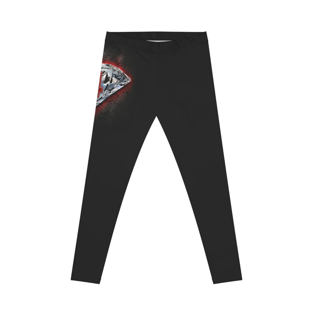 Diamond Shining Collection Women's Leggings — Black Gem Logo Leggings Printify