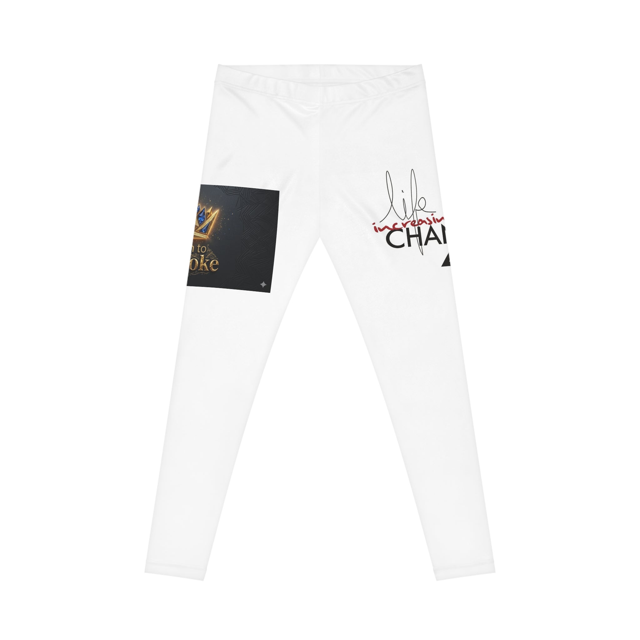 Life Changes You Women’s White Graphic Leggings – Inspirational 'Life Changes' Design