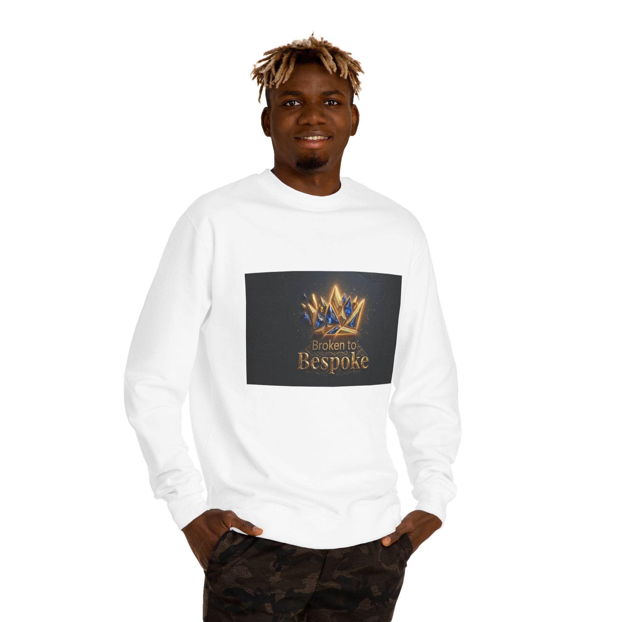 Crewneck Sweatshirt — "Broken to Bespoke" Crown Design with "My Ancestors Survived. I Will Heal" Back Quote