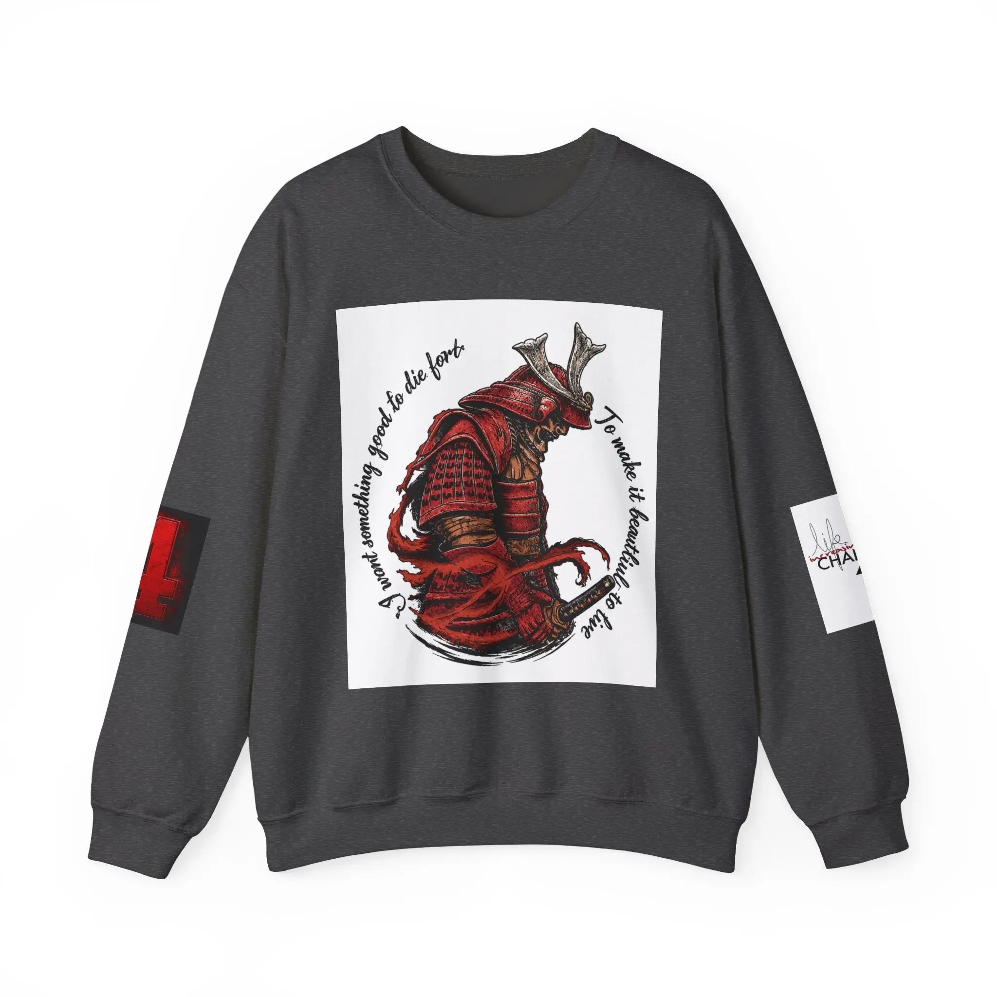 Samurai Armor Crewneck Sweatshirt — "To master the art of war" Graphic Printify