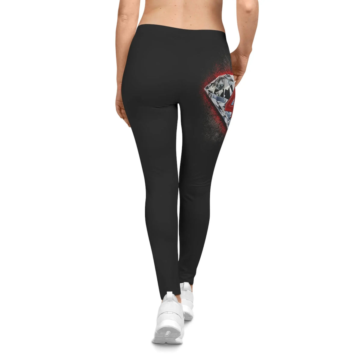 Diamond Shining Collection Women's Leggings — Black Gem Logo Leggings Printify