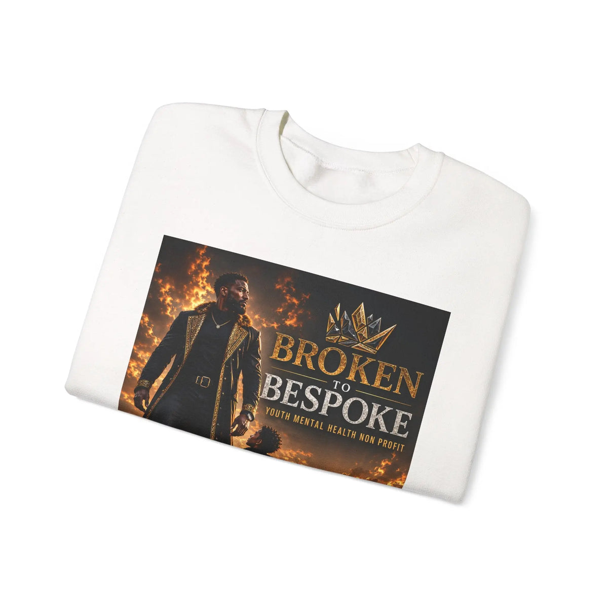 Broken to Bespoke Crewneck Sweatshirt — “Our Crown Has Already Been Bought” Inspirational Graphic Printify