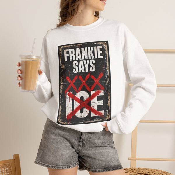Frankie Says "XXX ICE" Distressed Graphic Crewneck Sweatshirt