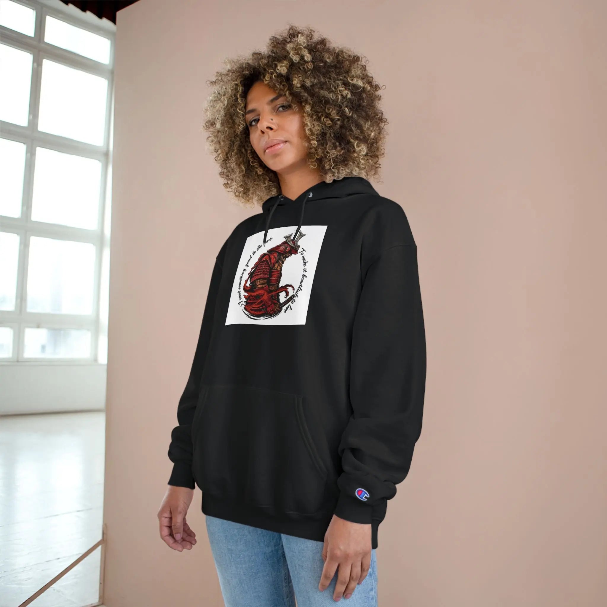 Champion Hoodie — 'What Are You Living For?' Motivational Graphic Hoodie Printify