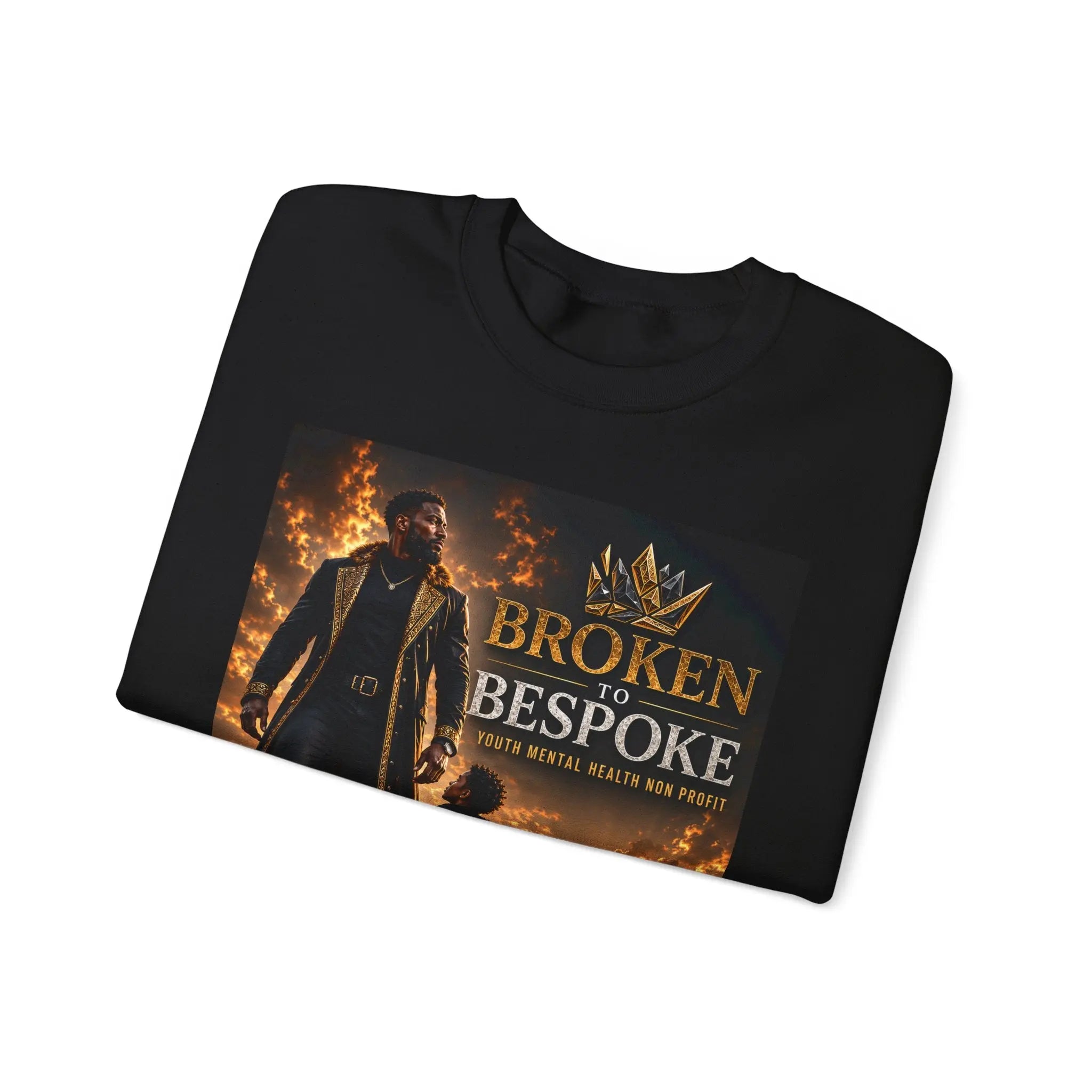Broken to Bespoke Crewneck Sweatshirt — “Our Crown Has Already Been Bought” Inspirational Graphic Printify