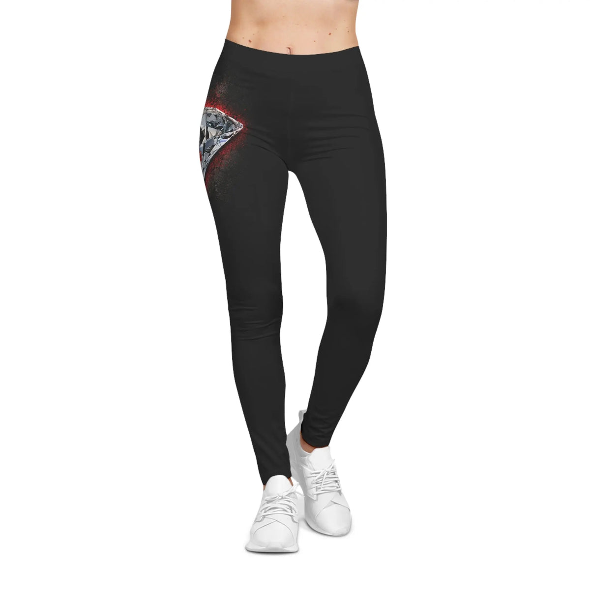 Diamond Shining Collection Women's Leggings — Black Gem Logo Leggings Printify