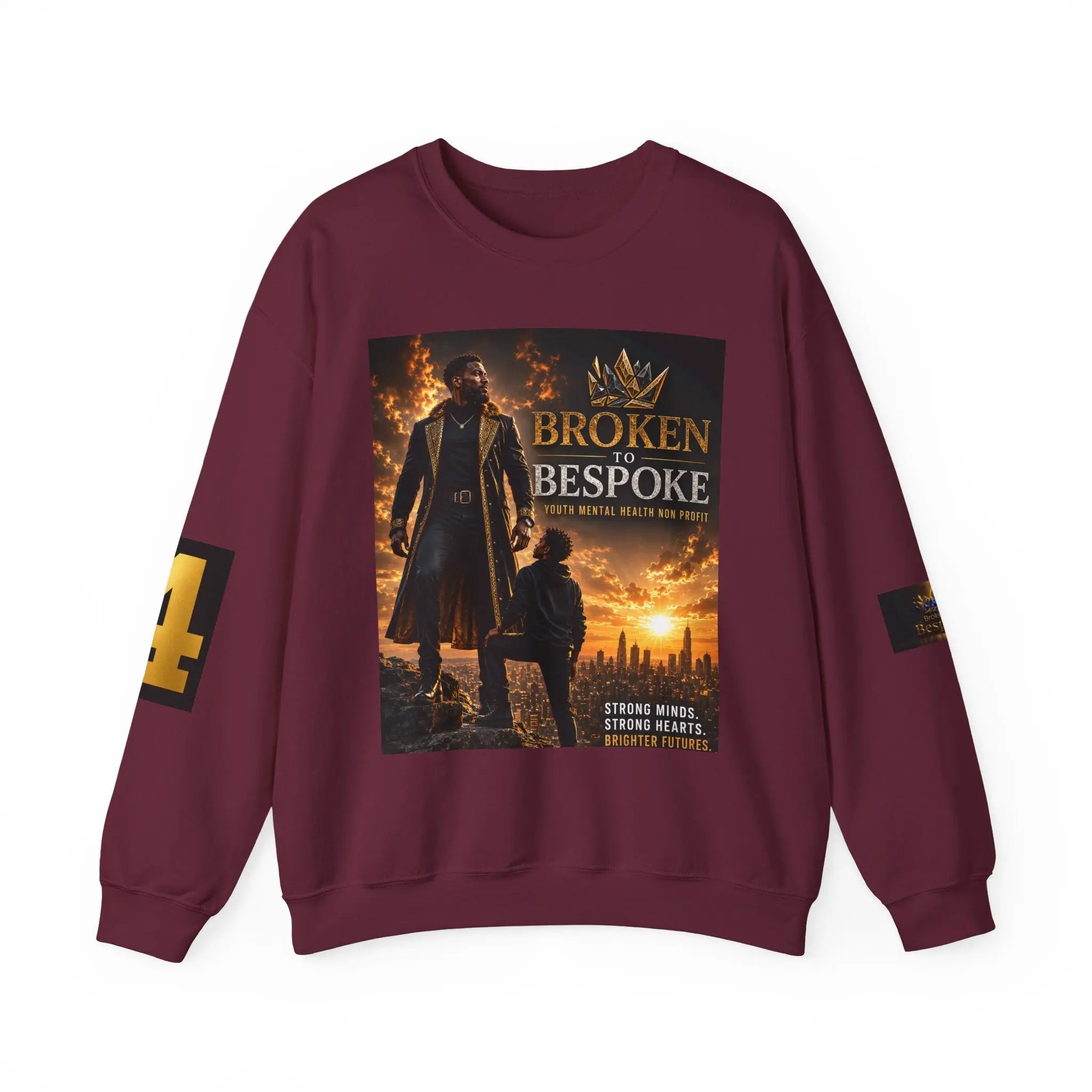 Broken to Bespoke Crewneck Sweatshirt — “Our Crown Has Already Been Bought” Inspirational Graphic Printify