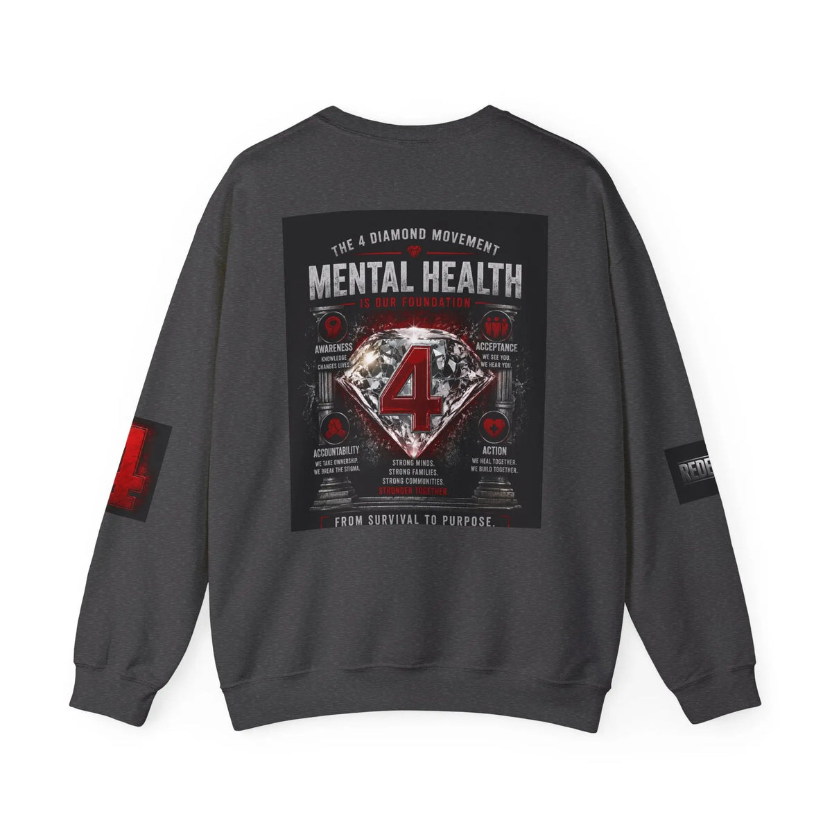 Crewneck Sweatshirt — Diamond 4 Mental Health Awareness Graphic Printify