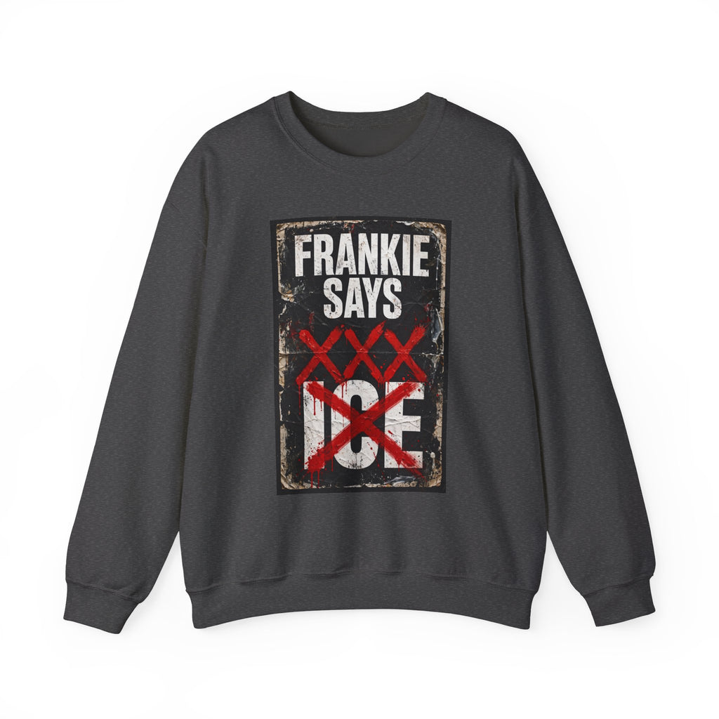 Frankie Says "XXX ICE" Distressed Graphic Crewneck Sweatshirt