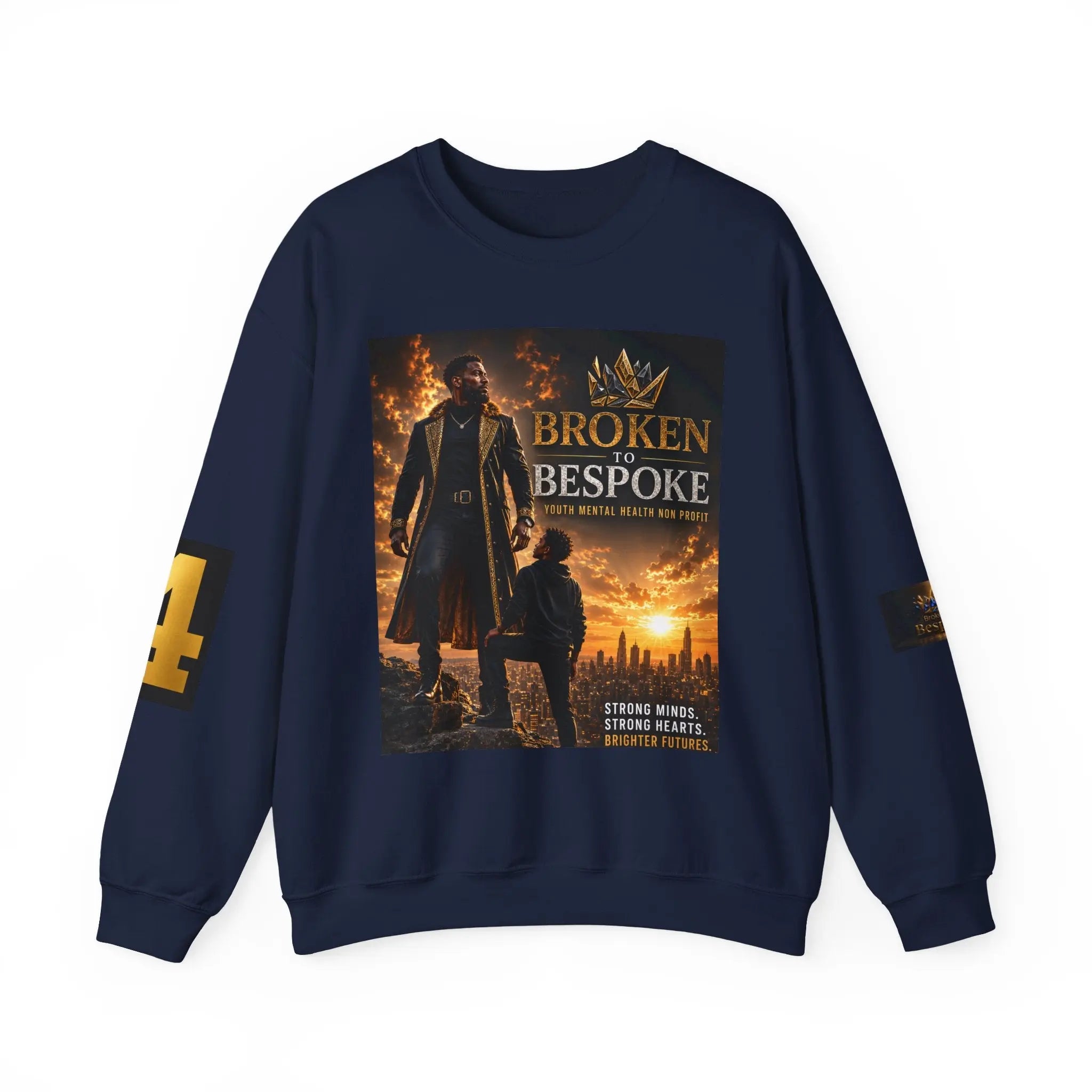 Broken to Bespoke Crewneck Sweatshirt — “Our Crown Has Already Been Bought” Inspirational Graphic Printify