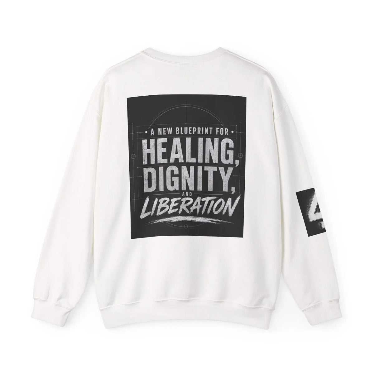 Crewneck Sweatshirt — 'REDESIGN' Front & 'Healing, Dignity, Liberation' Back Graphic Printify