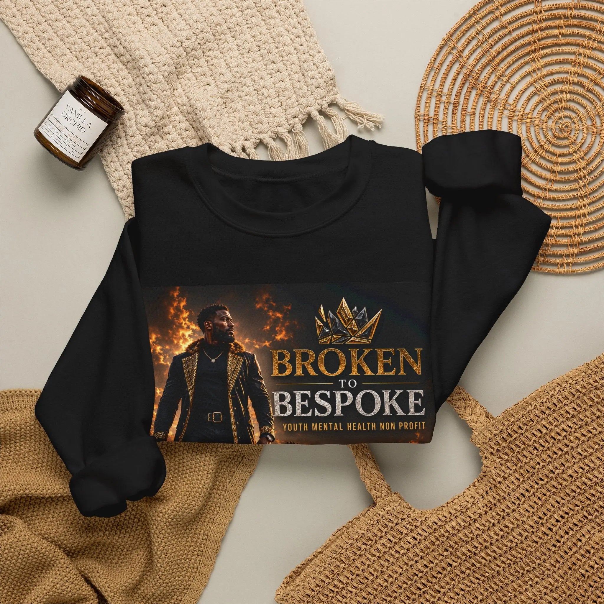 Broken to Bespoke Crewneck Sweatshirt — “Our Crown Has Already Been Bought” Inspirational Graphic Printify