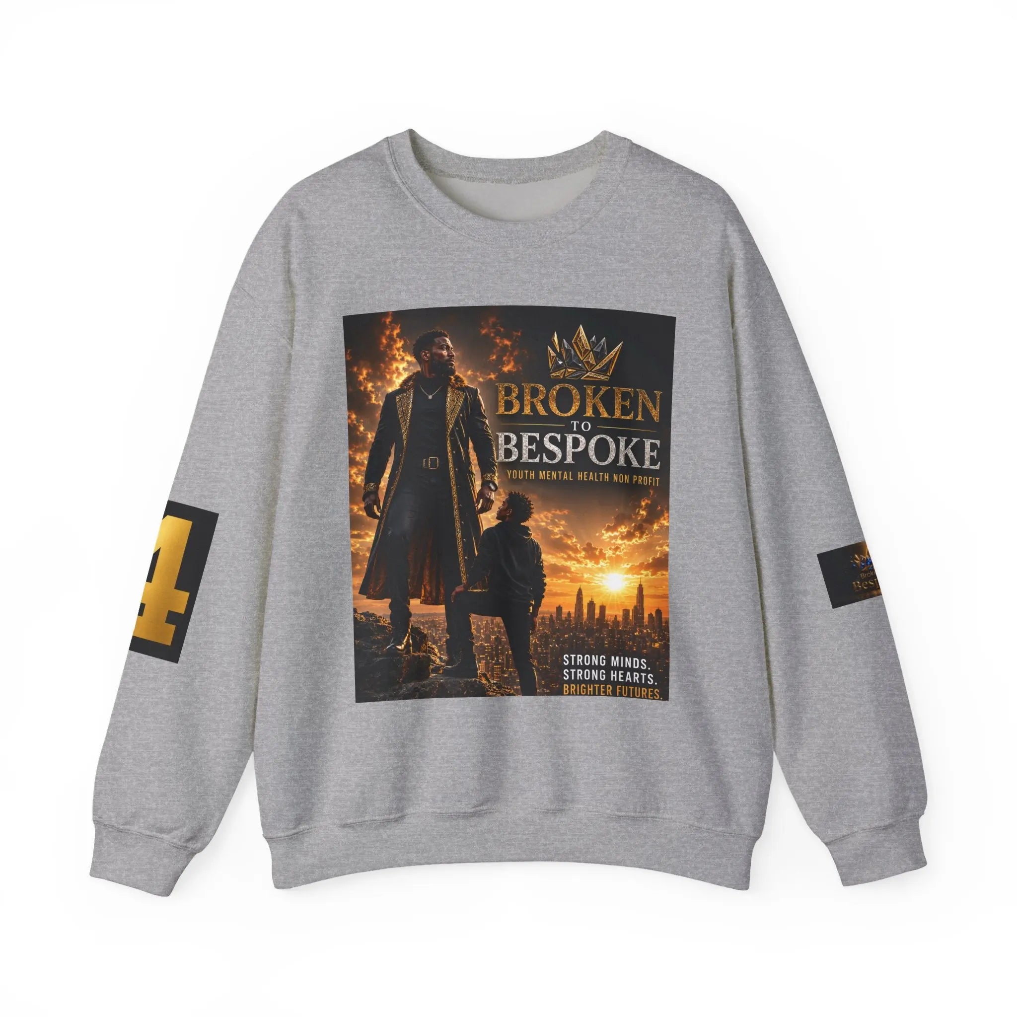 Broken to Bespoke Crewneck Sweatshirt — “Our Crown Has Already Been Bought” Inspirational Graphic Printify