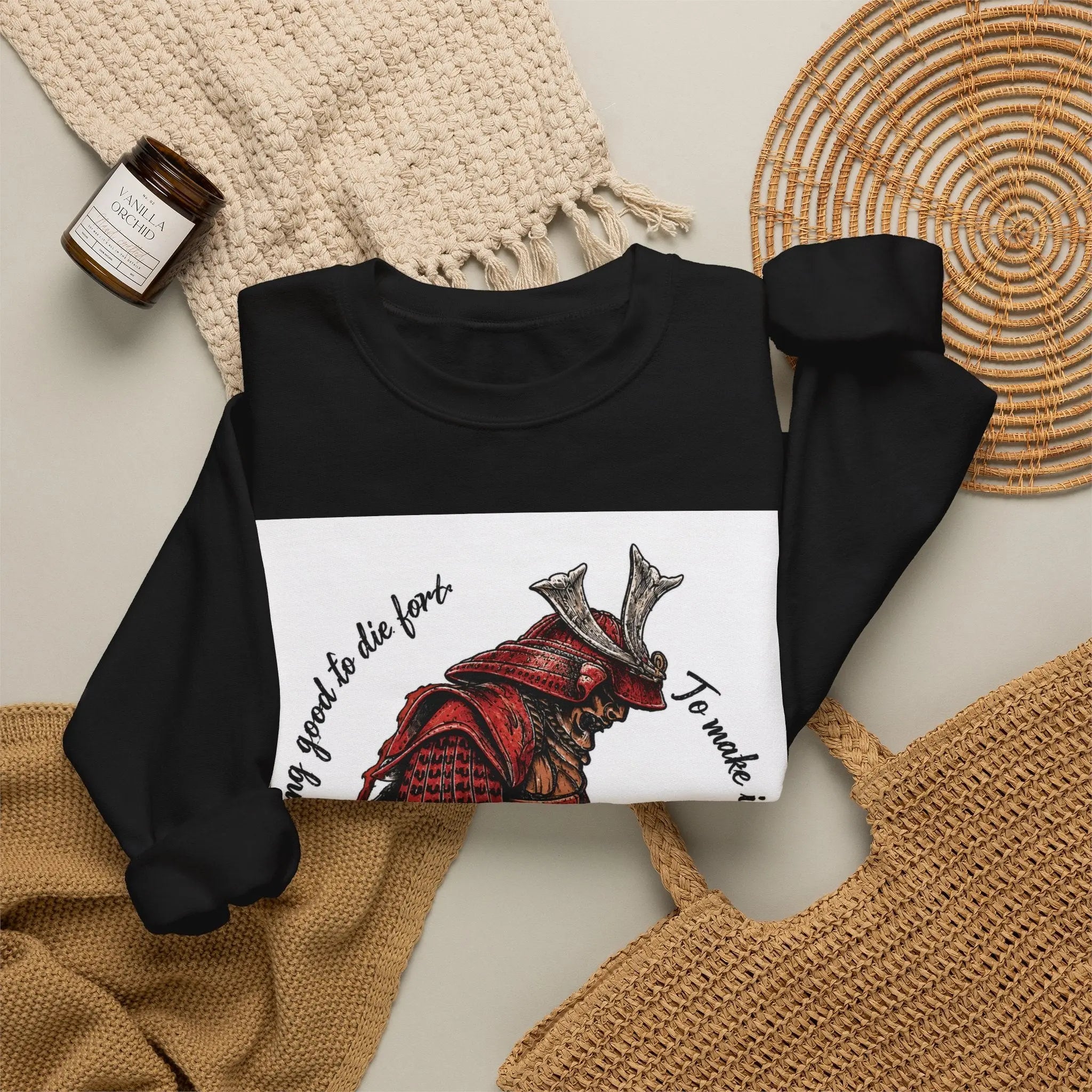 Samurai Armor Crewneck Sweatshirt — "To master the art of war" Graphic Printify