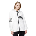 Inspirational Cityscape Windbreaker Jacket — "Life Changes You" Hooded Zip-Up