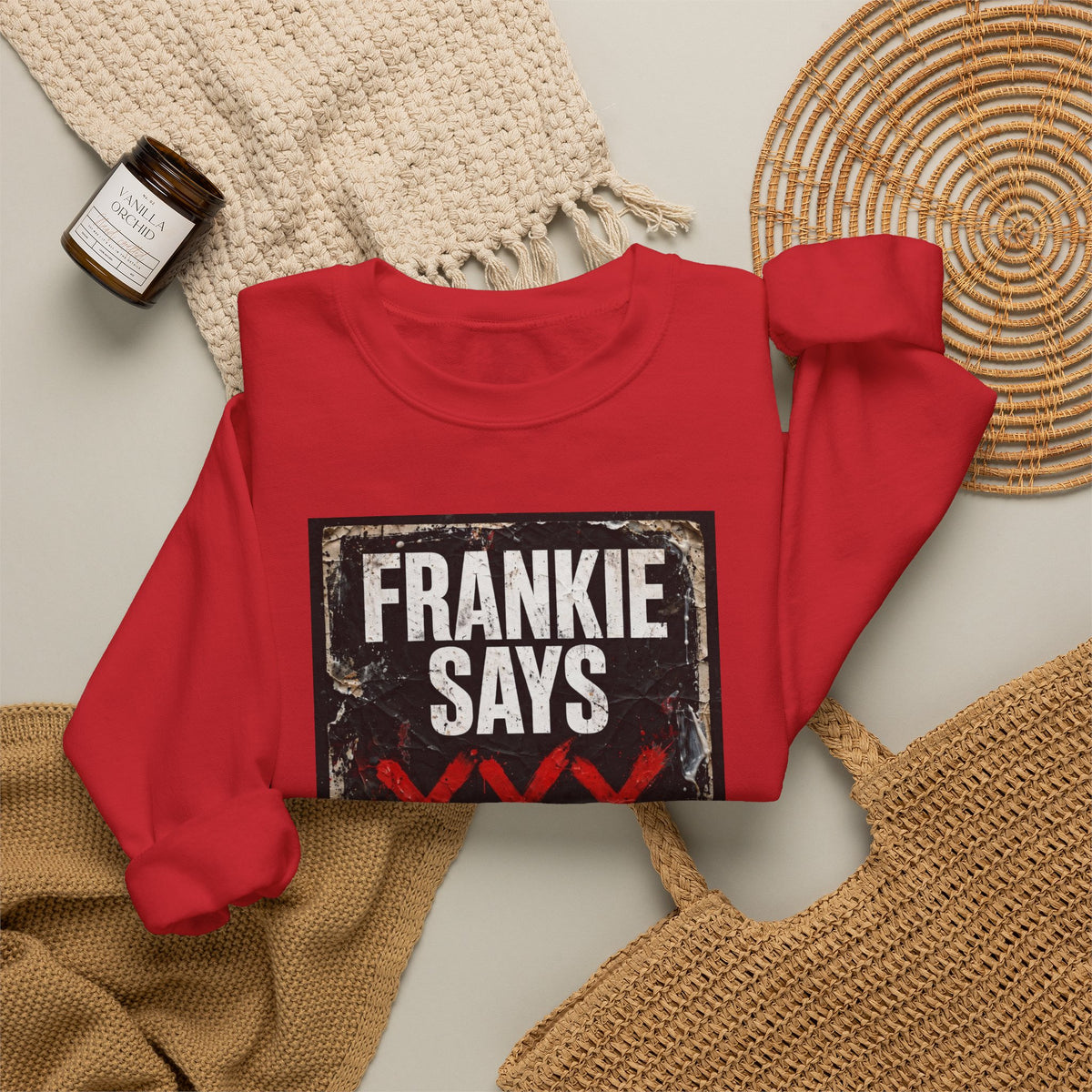 Frankie Says "XXX ICE" Distressed Graphic Crewneck Sweatshirt