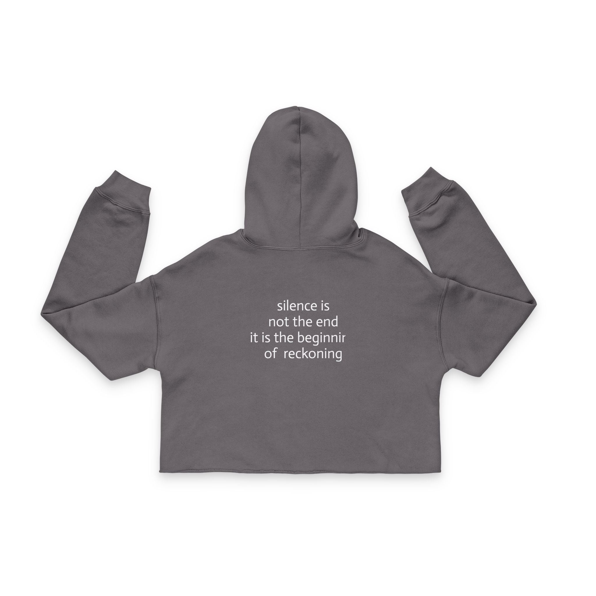 Cropped Hoodie — "What Is Silence?" Inspirational Quote Cropped Hoodie