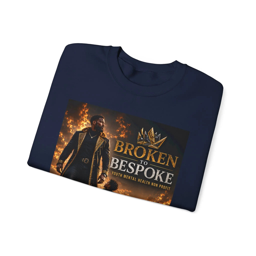 Broken to Bespoke Crewneck Sweatshirt — “Our Crown Has Already Been Bought” Inspirational Graphic Printify