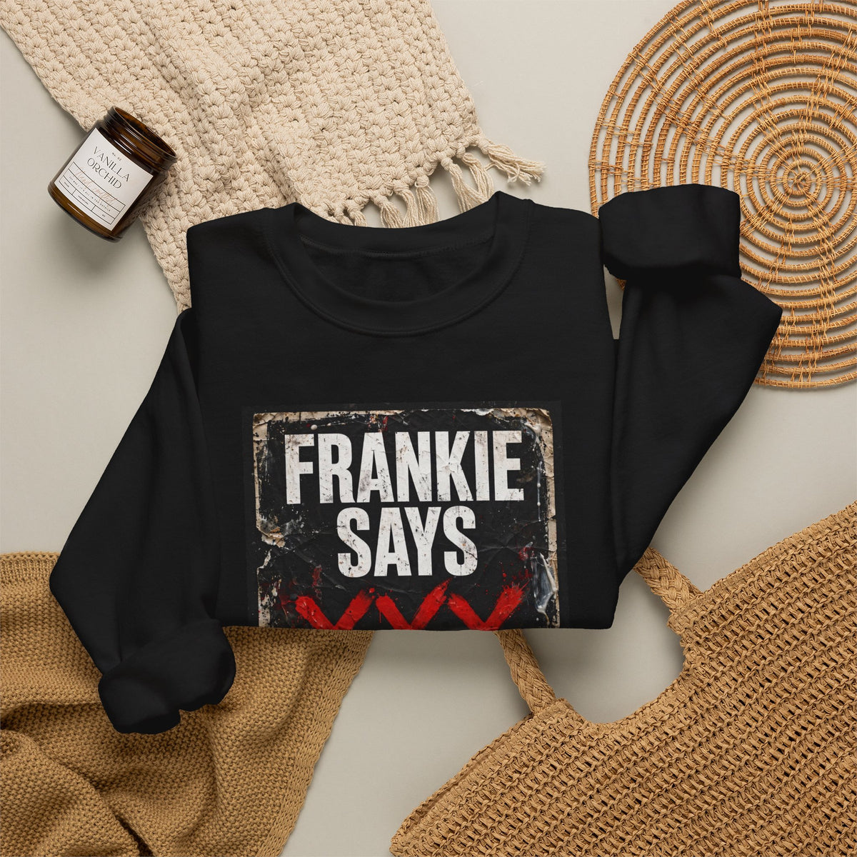 Frankie Says "XXX ICE" Distressed Graphic Crewneck Sweatshirt