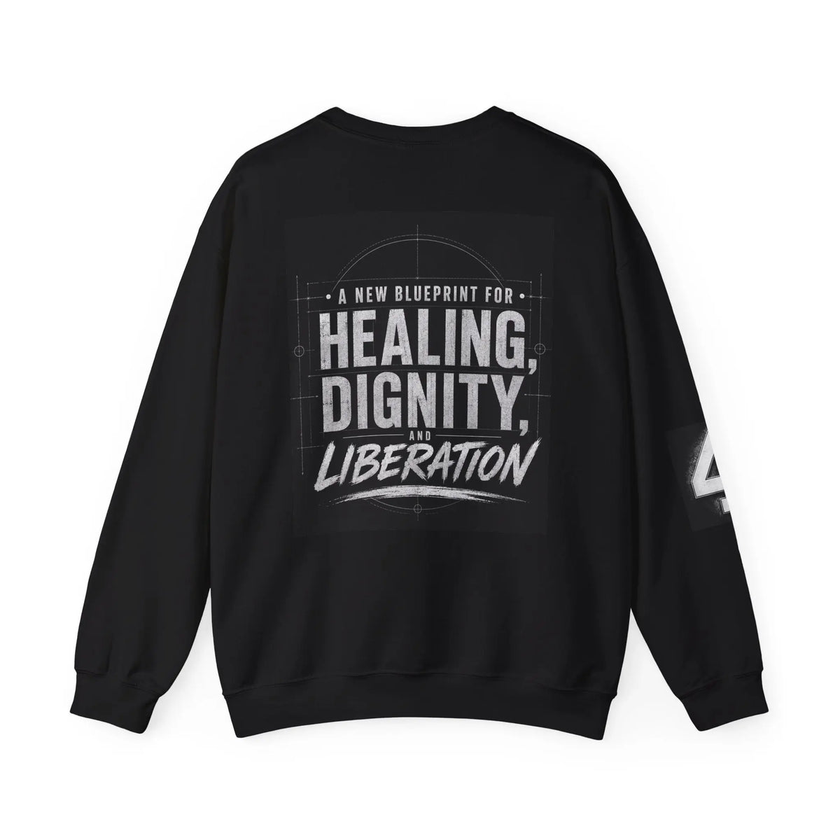 Crewneck Sweatshirt — 'REDESIGN' Front & 'Healing, Dignity, Liberation' Back Graphic Printify