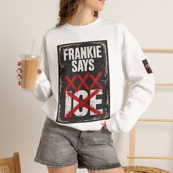 Frankie Says "XXX ICE" Distressed Graphic Crewneck Sweatshirt