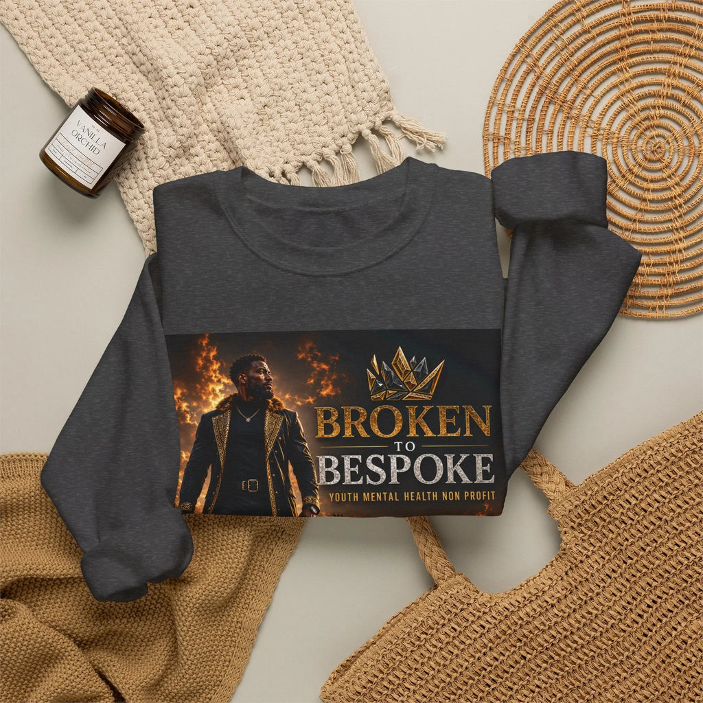 Broken to Bespoke Crewneck Sweatshirt — “Our Crown Has Already Been Bought” Inspirational Graphic Printify