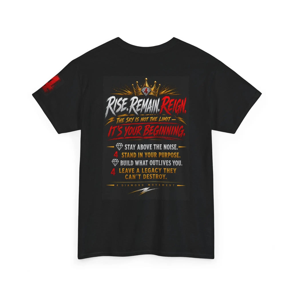 93 Million Miles Graphic Tee — "Rise, Remain, Reign" Motivational Cotton Shirt Printify