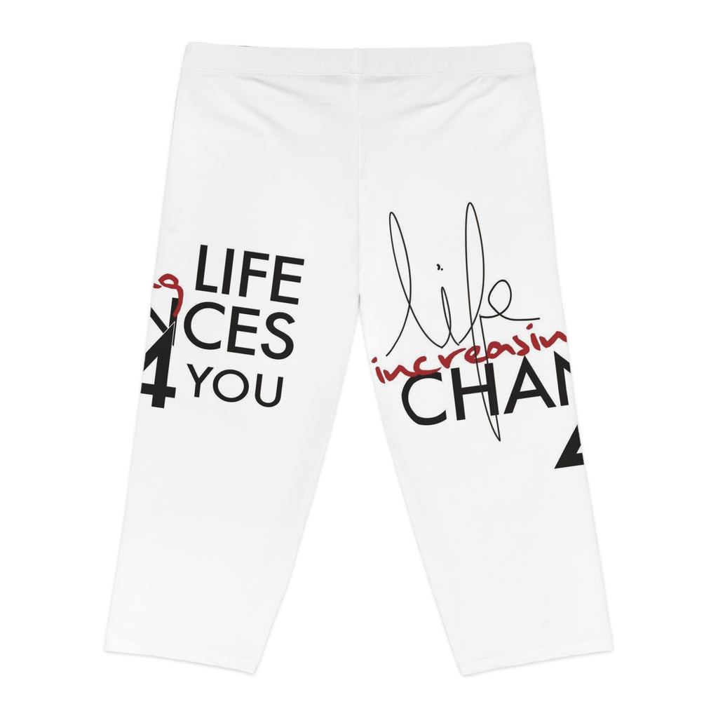 Life Changes Motivational Capri Leggings — Inspirational Quote Fitness Crop Pants