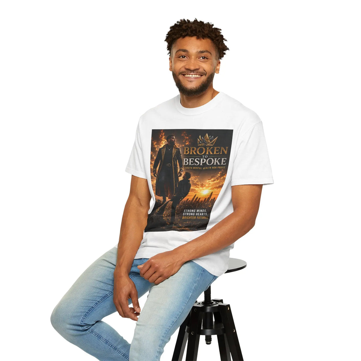 Broken to Bespoke Graphic T-Shirt — Strong Minds, Strong Hearts Motivational Tee Printify