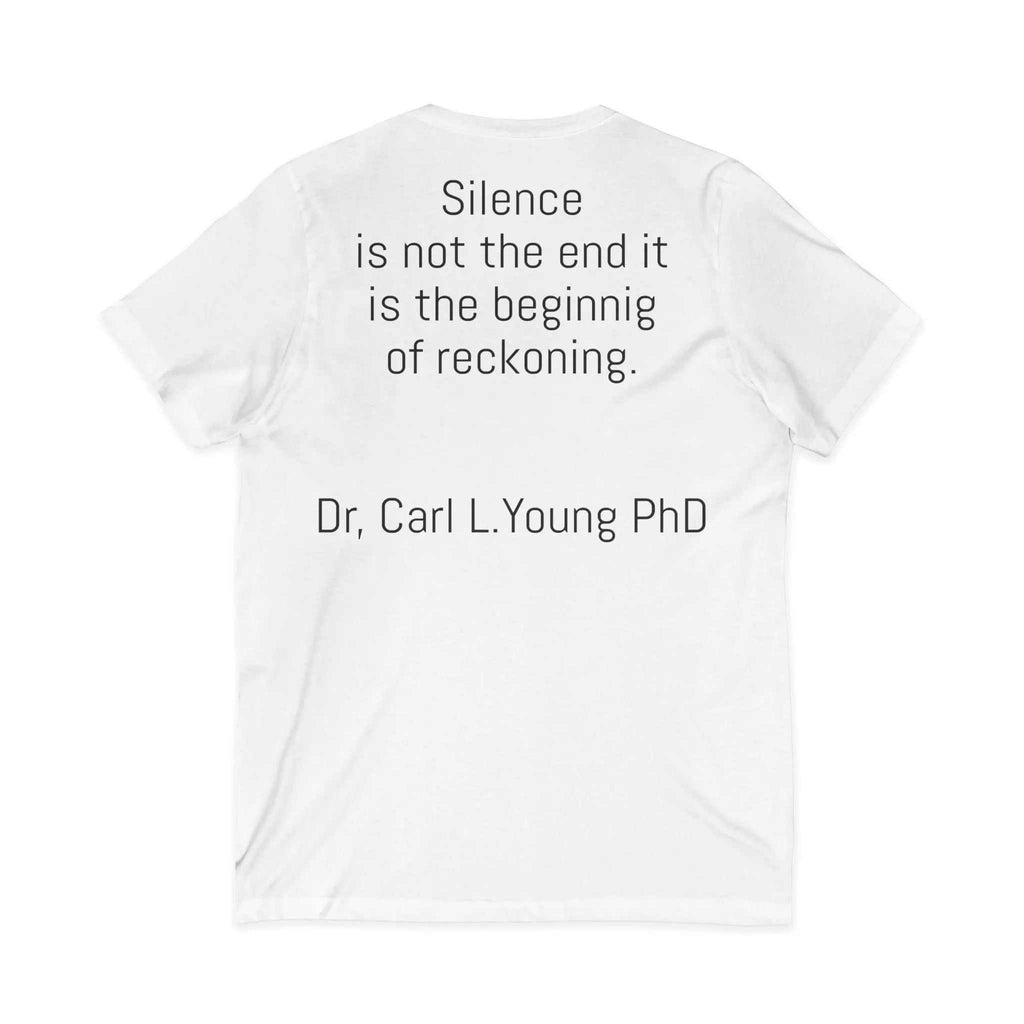 lightweight v-neck tee with dr carl l young quote printed on back